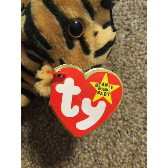 VINTAGE * TY BeanieBaby Plush - 1995 STRIPES Tiger - Picture 9 of 9